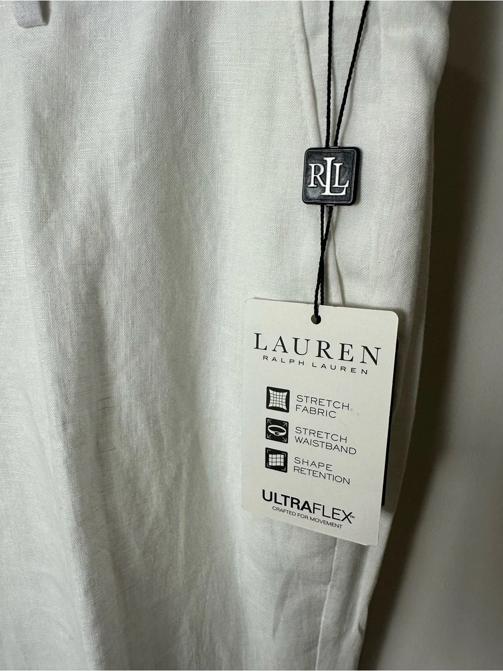 Lauren by Ralph Lauren Edgewood White Men's Linen Pants - 36x29